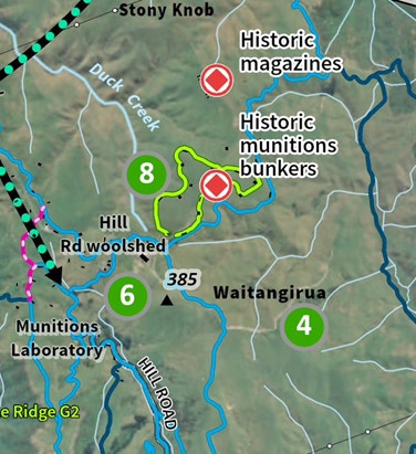 Map showing the Bunker Trail