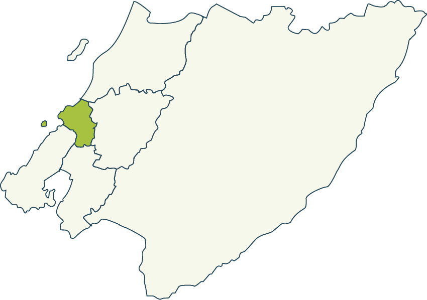 Map of the Wellington region with Porirua highlighted in green