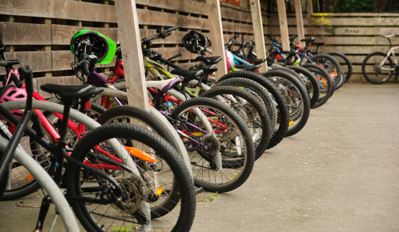 Bikes lined up at Seatoun School