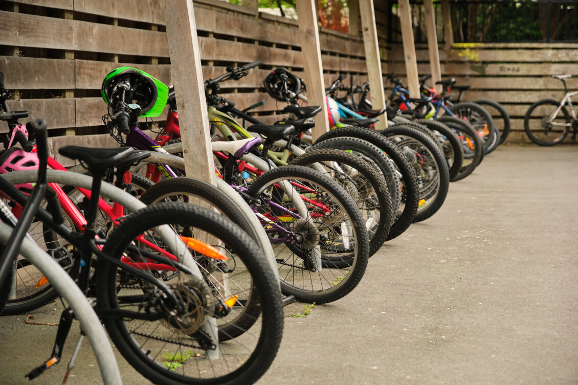 Bikes lined up at Seatoun School