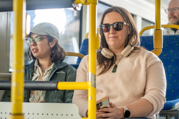 Two people on a bus