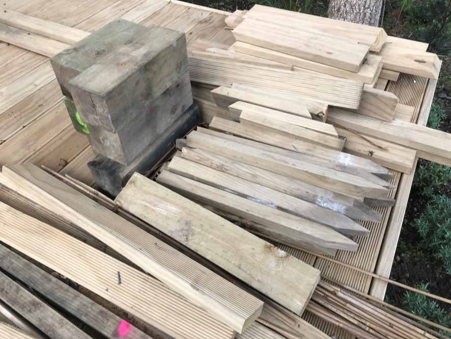 A pile of treated timber