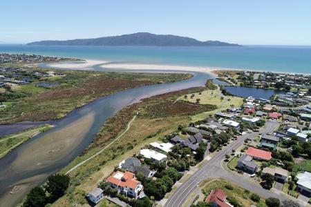 Aerial view of the Waikanae River